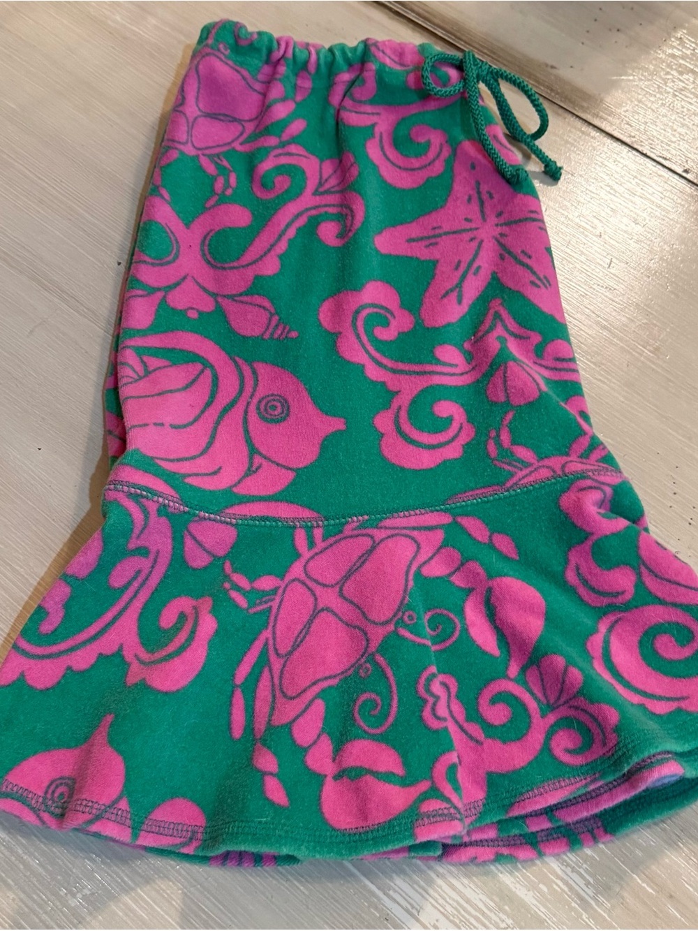 Lilly Pulitzer French Terry Cloth Pink and Green Printed Skirt sz L